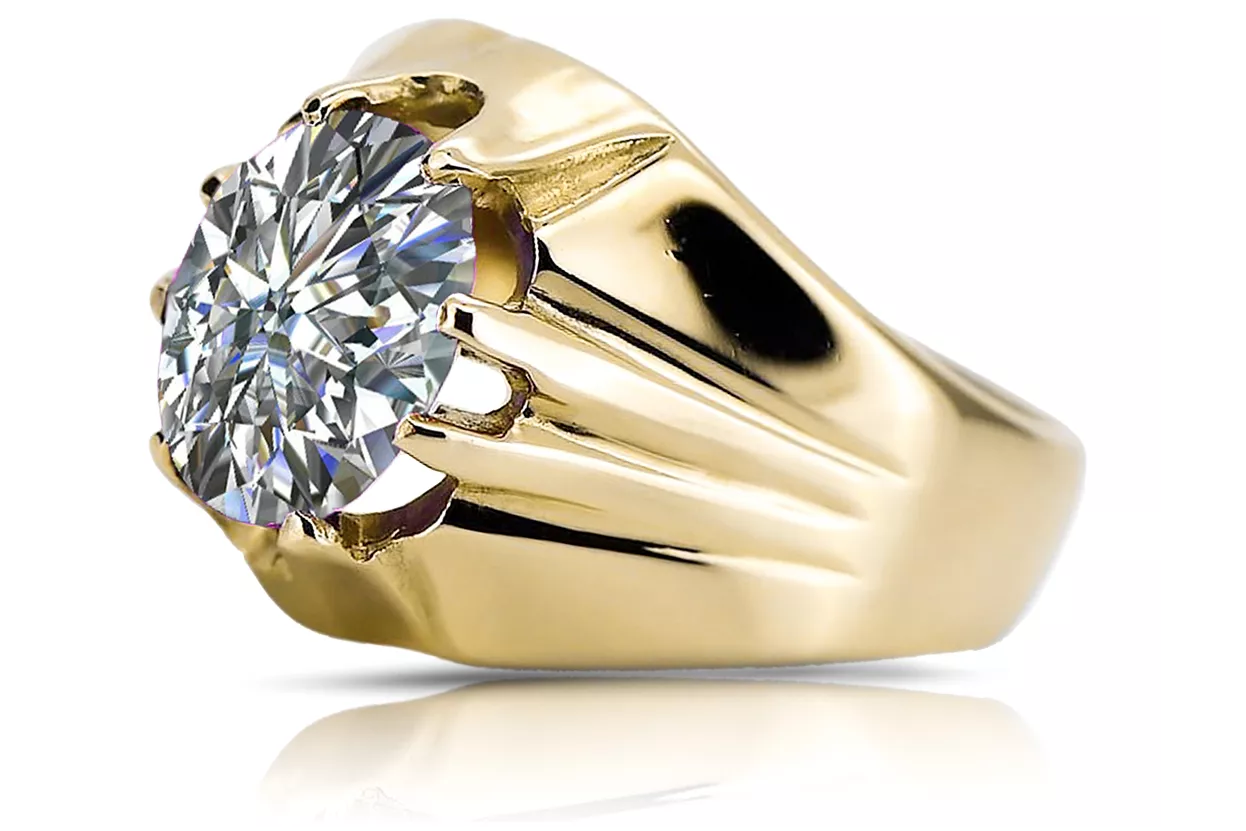 Vintage unikatowe Pierścionek Cyrkonia 14k żółte złoto vrc016y